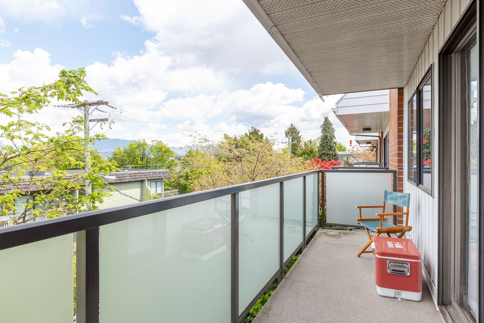 Private balcony of Vancouver rental condo with view.