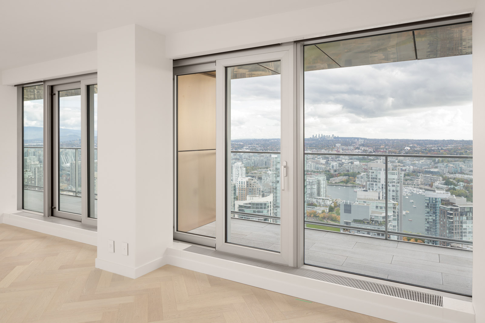 living room with view in upscale downtown Vancouver condo