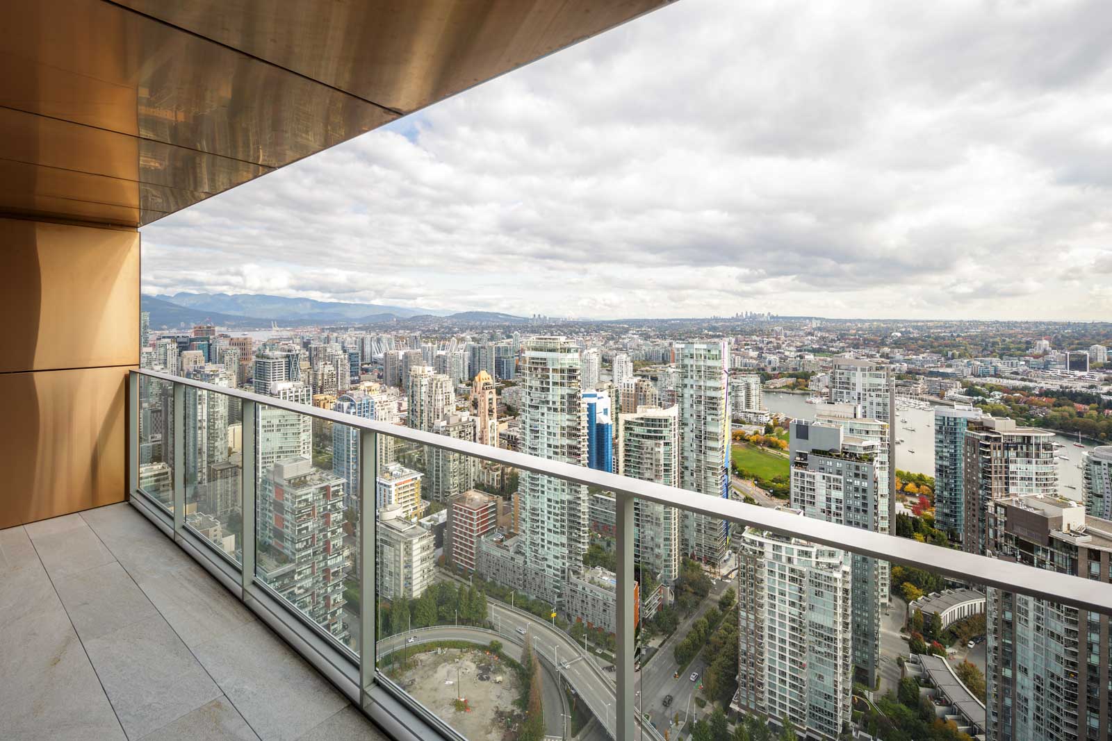 balcony with view from upscale Yaletown condo