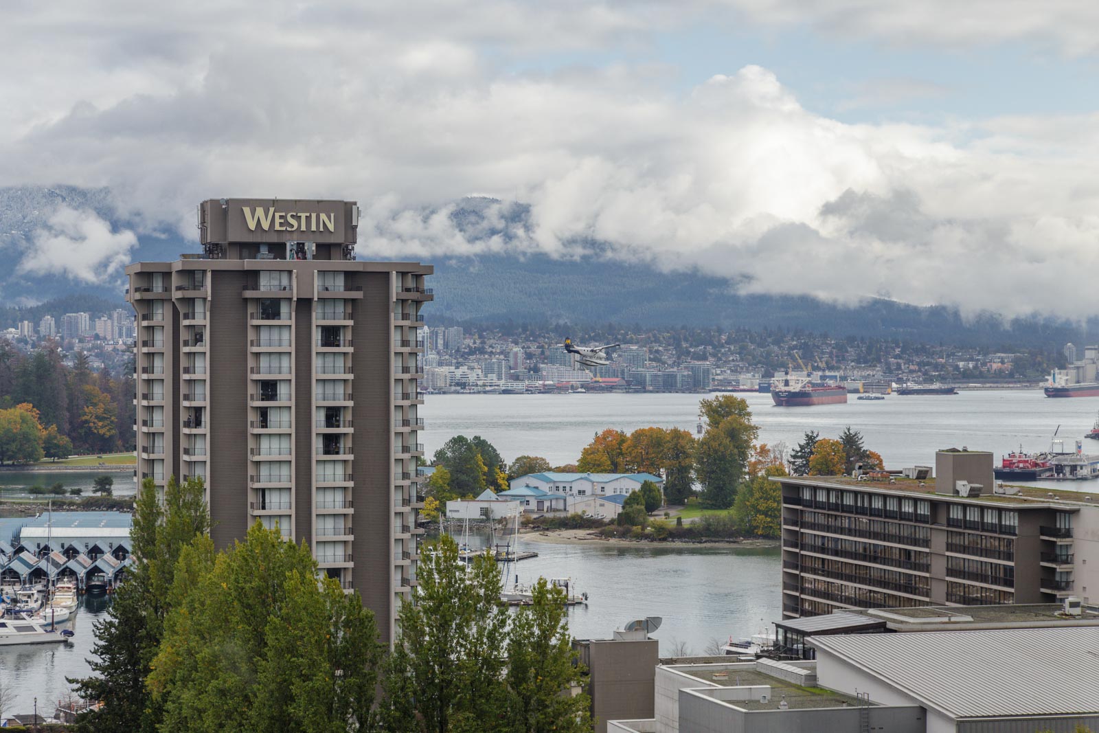 view from the 16th floor of upscale downtown Vancouver condo