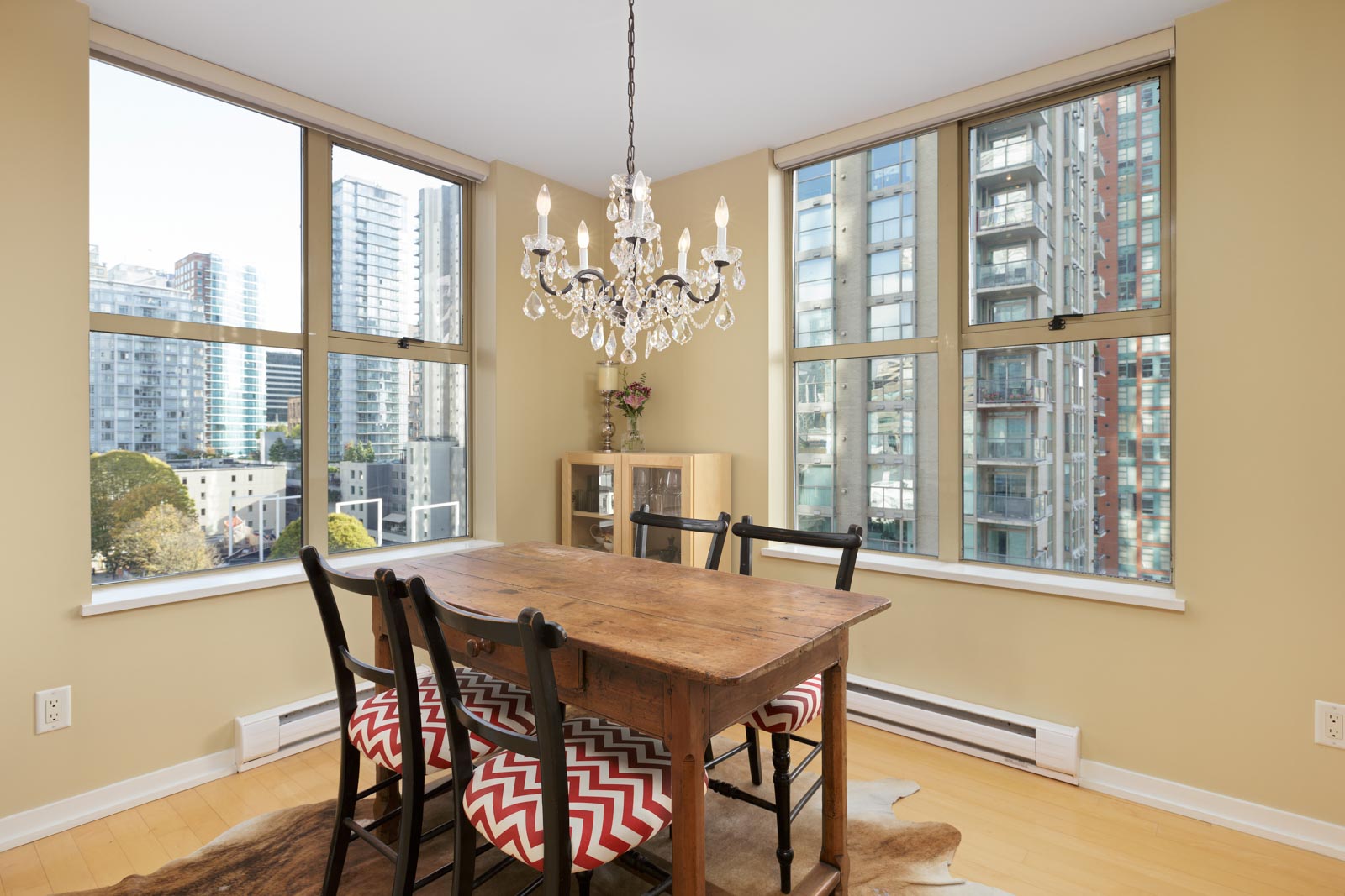 dining room in upscale condo in Yaletown, Vancouver