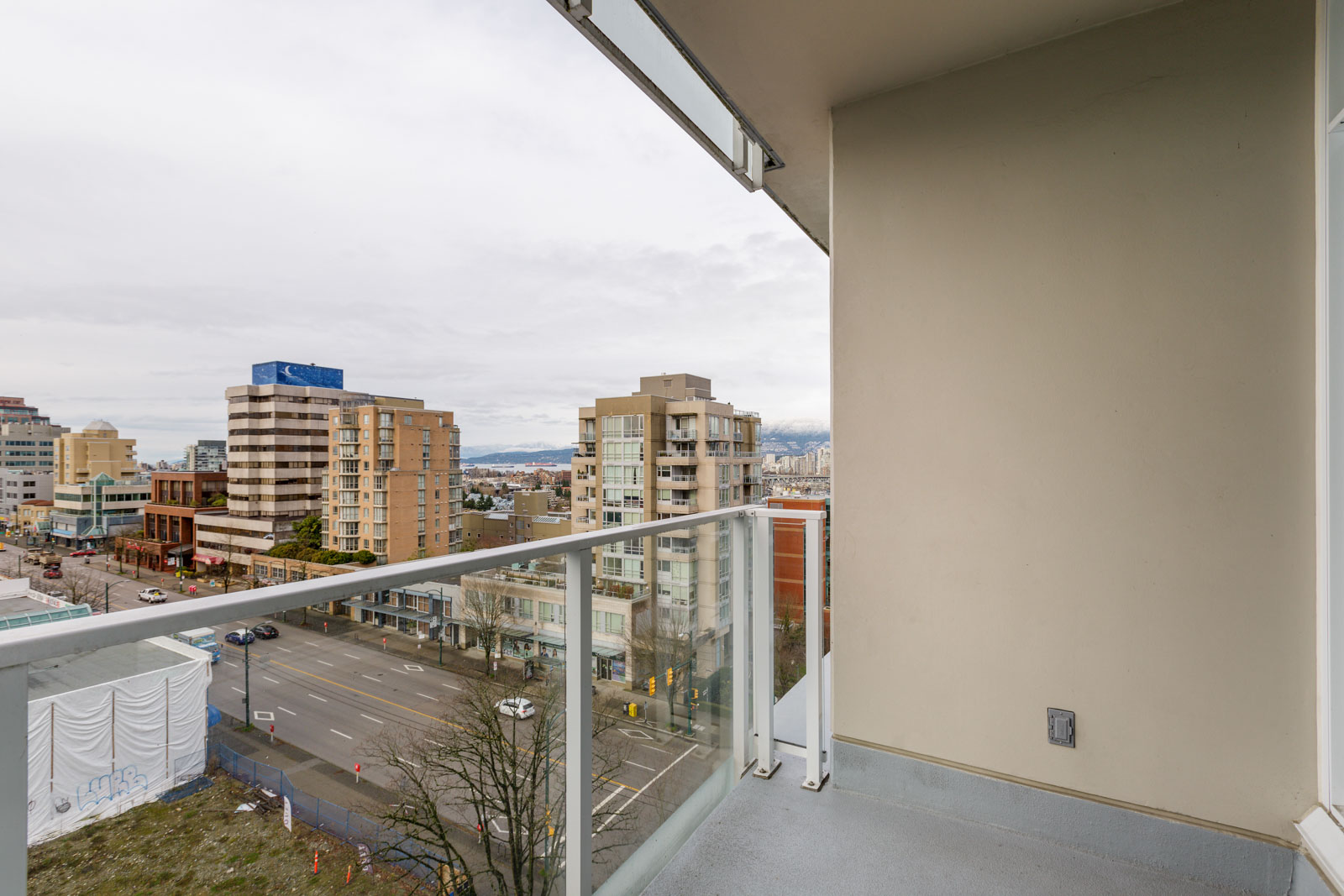 balcony in upscale condo in Vancouver's Fairview neighbourhood