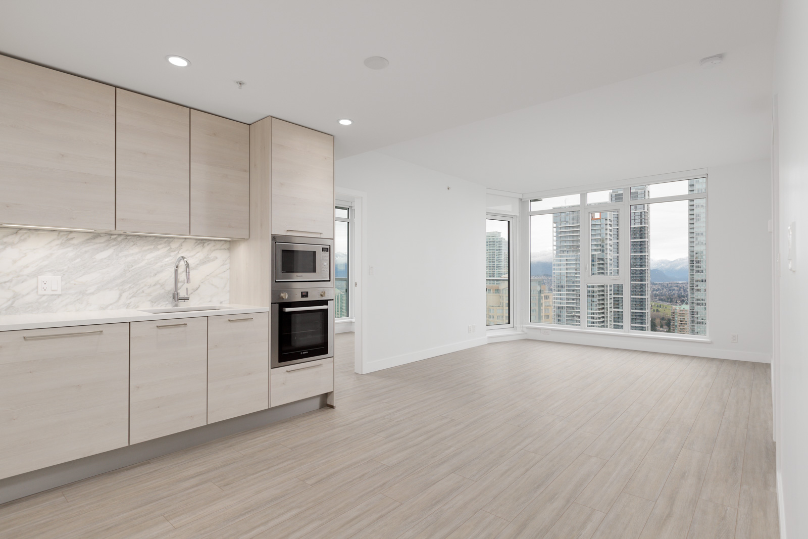Kitchen at Sun Tower 1 building in Burnaby’s Metrotown
