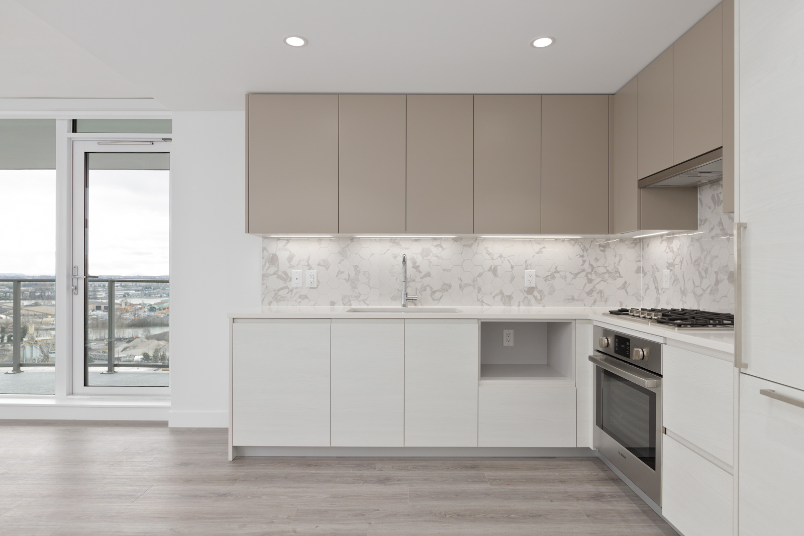 kitchen in newly-built penthouse suite in East Vancouver