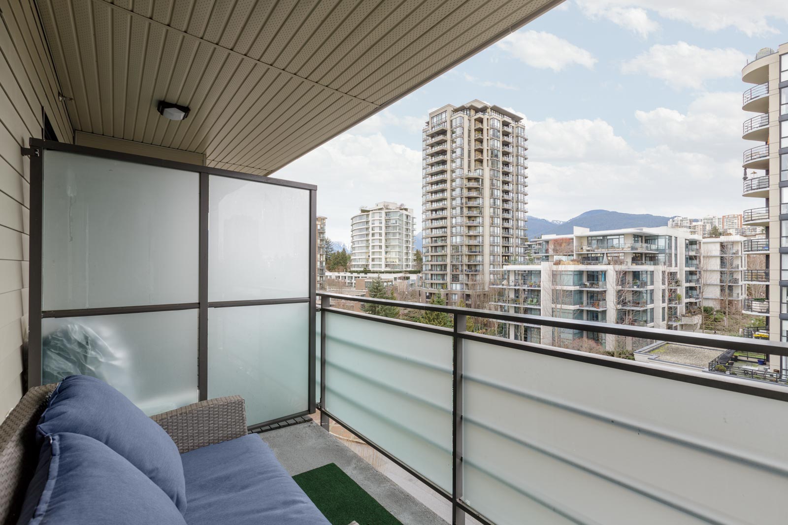 Spacious Balcony with City and Mountain Views in North Vancouver