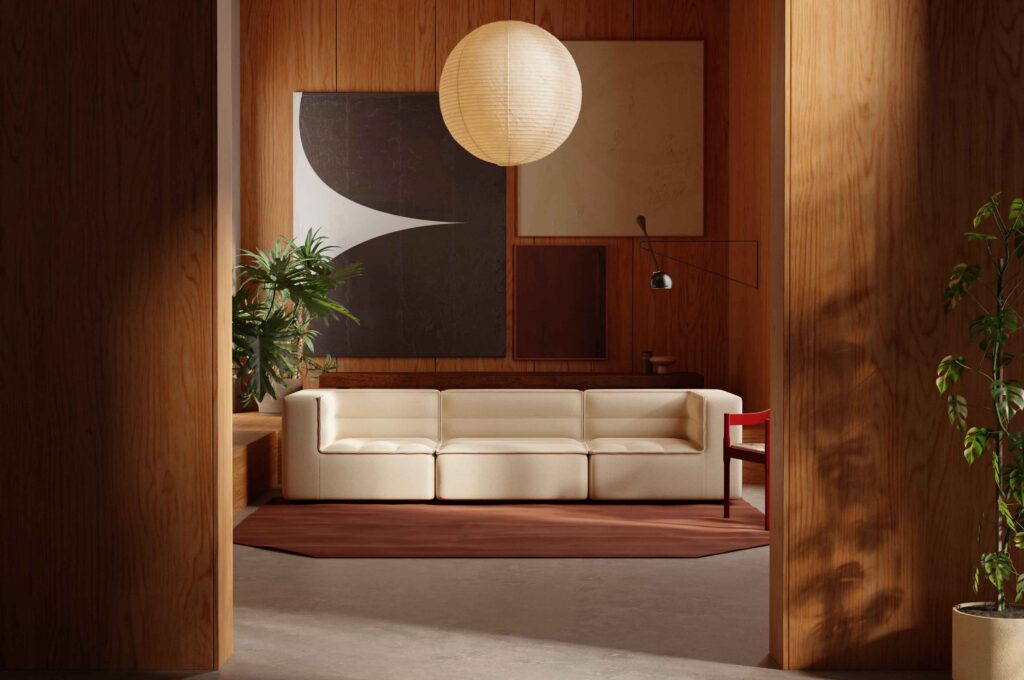 Chord couch by Part & Whole in century modern entryway